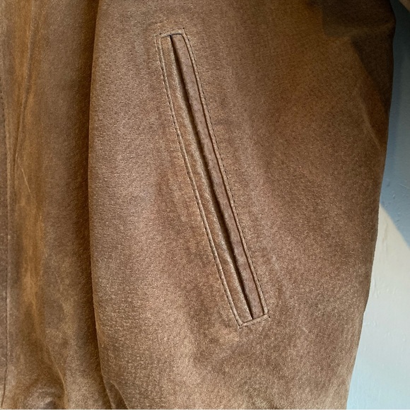 Vintage Talbots Men's Rich Brown Suede Leather Bomber Jacket EUC L Aviator Moto - Picture 8 of 14